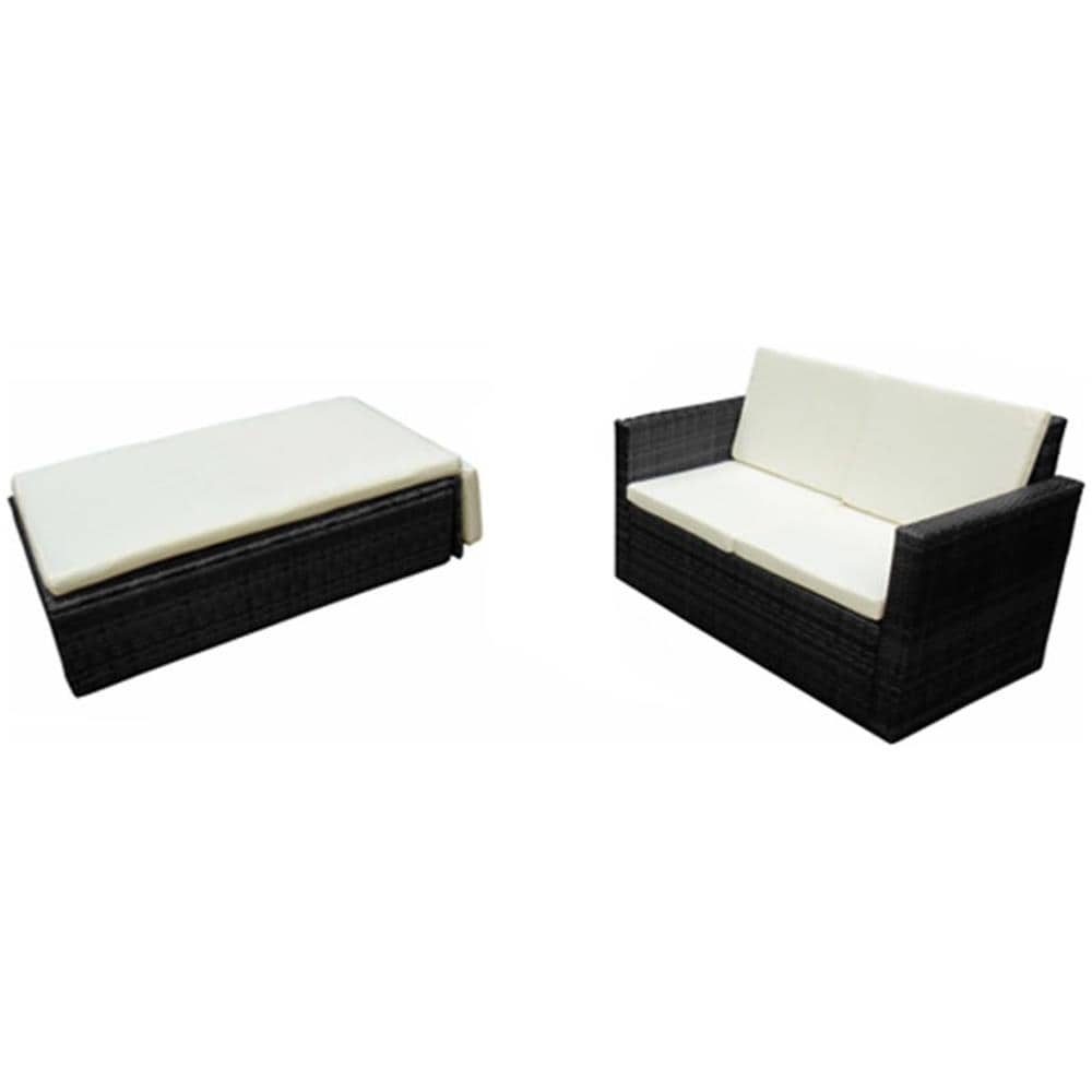 Set 7 Pz Mobili Da Giardino In Polyrattan Neri - Foto 2