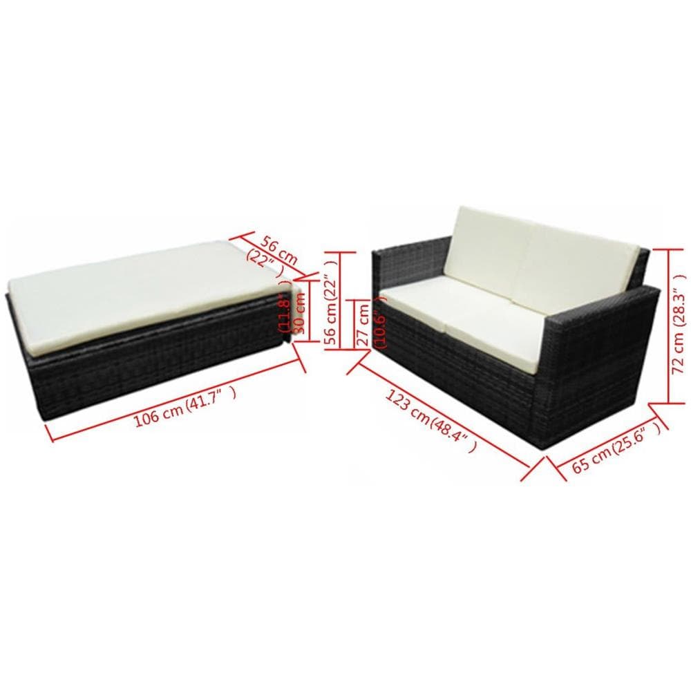 Set 7 Pz Mobili Da Giardino In Polyrattan Neri - Foto 7