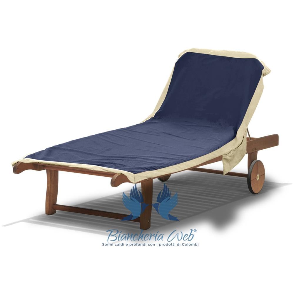 Telo Mare Lettino In Microfibra Spiaggia Piscina Mod Tinta Unita Comodo 75x185 Navy-tortora - Foto 2