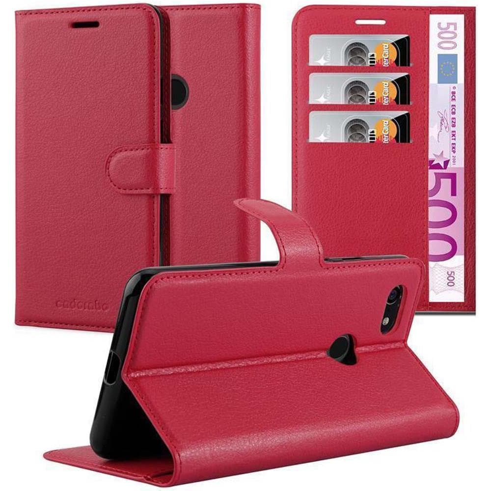 Custodia Compatibile Con Google Pixel 3 In Rosso Carminio - Coperchio Protettiva Con Chiusura Magnetica, Funzione Stand E Tasca Per Le Carte - Foto 1