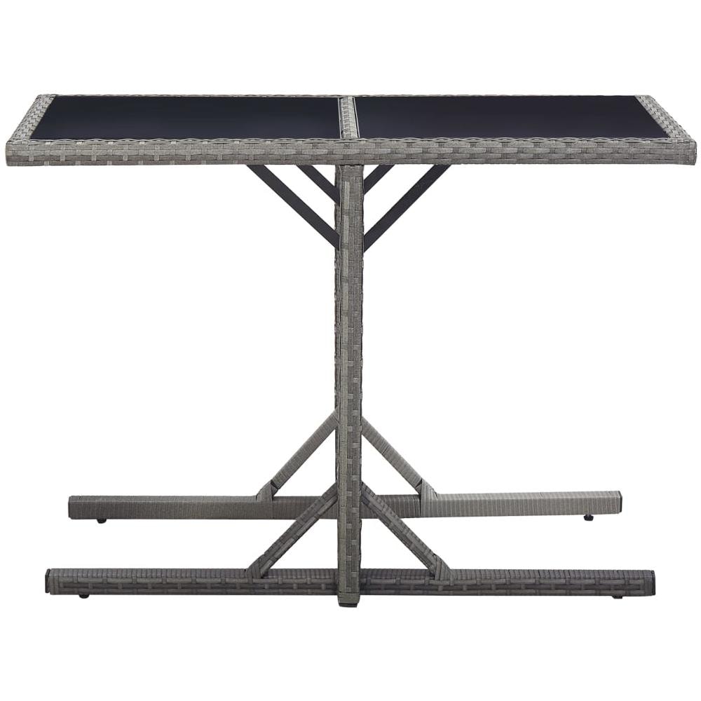 Tavolo Da Giardino Antracite 110x53x72 Cm In Vetro E Polyrattan - Foto 2