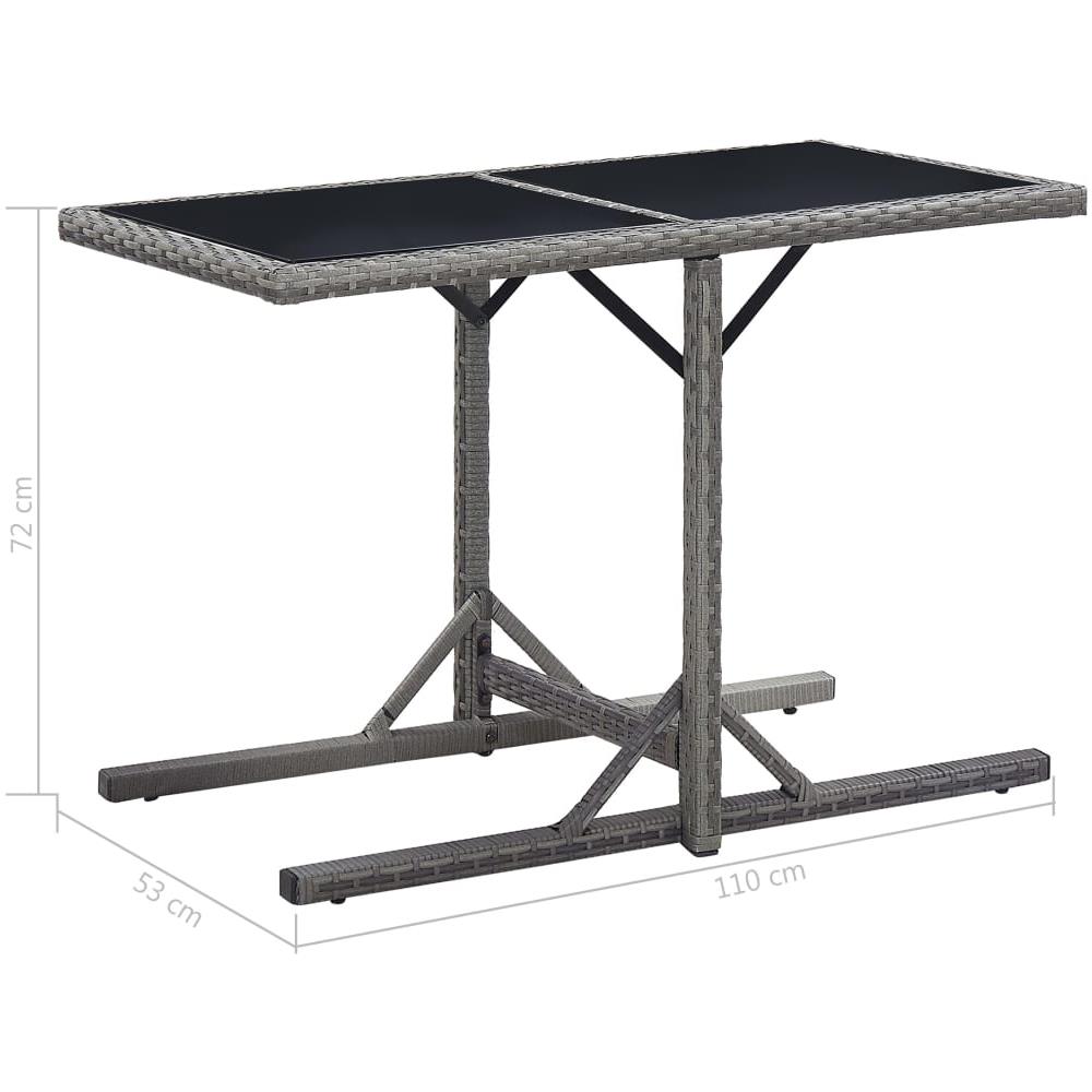 Tavolo Da Giardino Antracite 110x53x72 Cm In Vetro E Polyrattan - Foto 6
