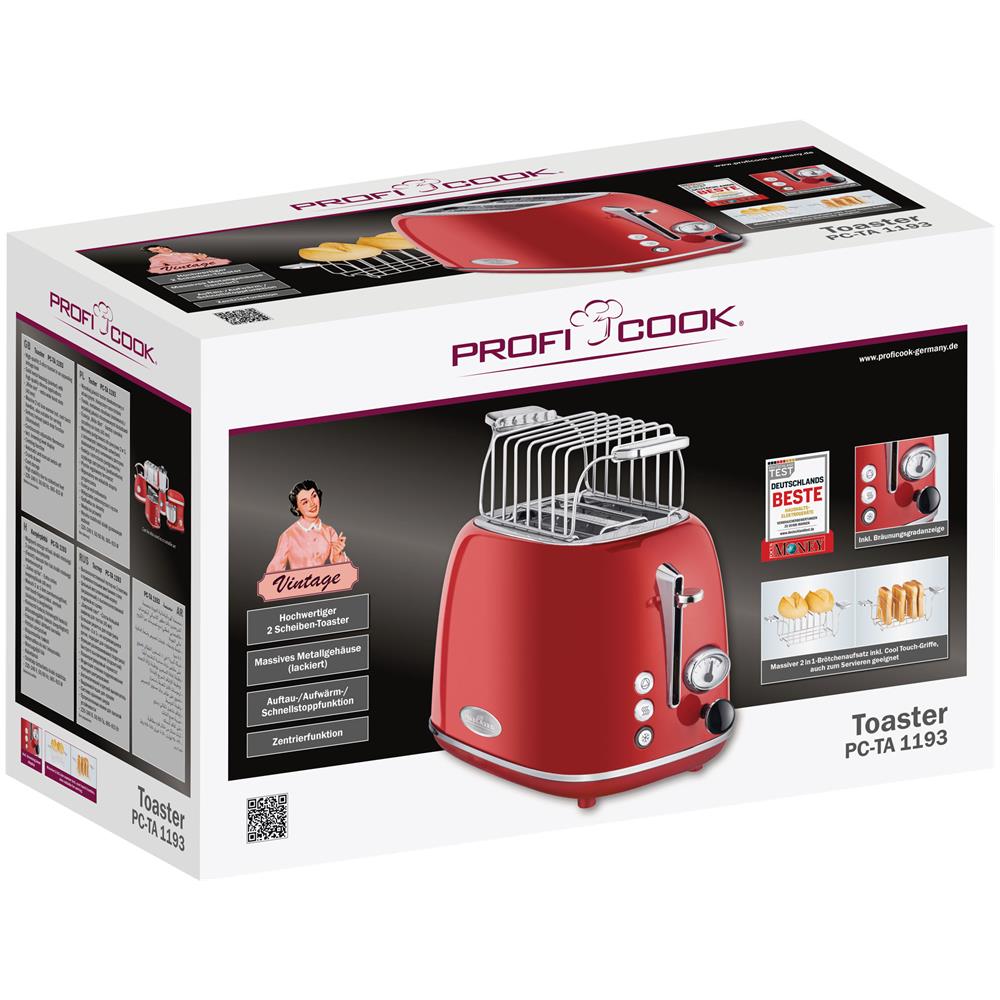 Ta 1193 Tostapane A Fessura Larga 2 Fette Design Vintage 3 Funzioni 6 Livelli Tostatura 800w - Foto 8