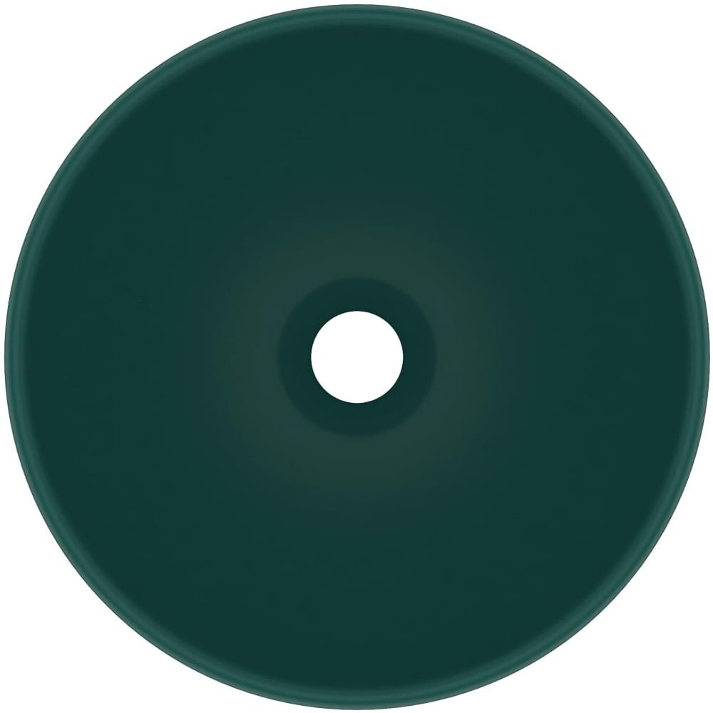 Lavandino Lusso Rotondo Verde Scuro Opaco 32,5x14 cm Ceramica - Foto 2