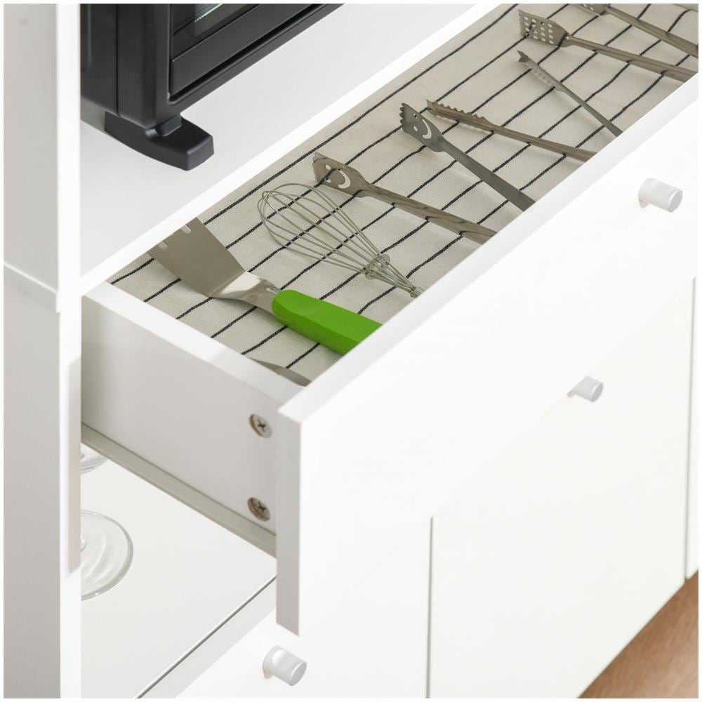 Mobile Cucina Per Microonde Con Armadietti, Mensole E Cassetto, Credenza Moderna In Legno 90x40x120cm Bianco - Foto 8