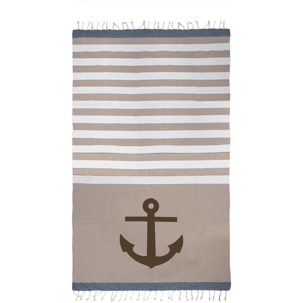 Telo Mare Fouta Per Lettino E Sdraio, Asciugatura Rapida, 90 X 170 Cm - Ancora Beige - Foto 1