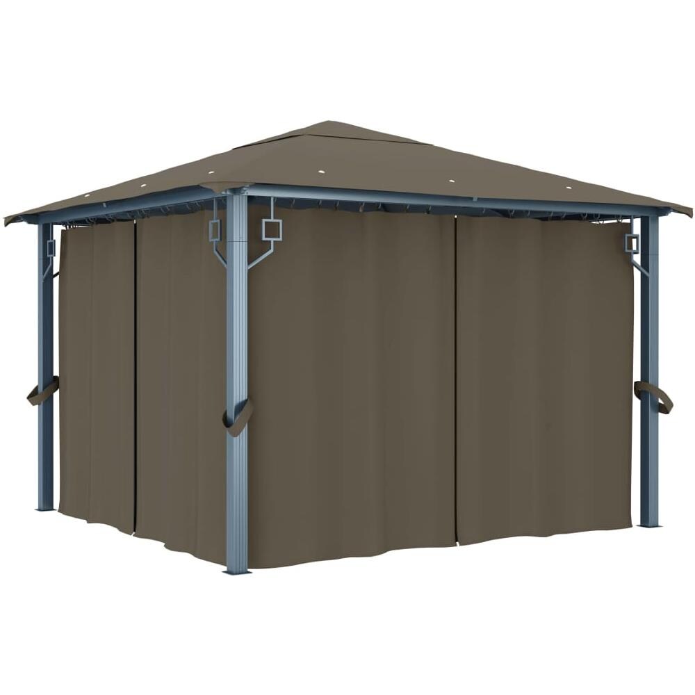 Gazebo con Tende e Luci LED 300x300 cm Grigio Talpa Alluminio - Foto 2