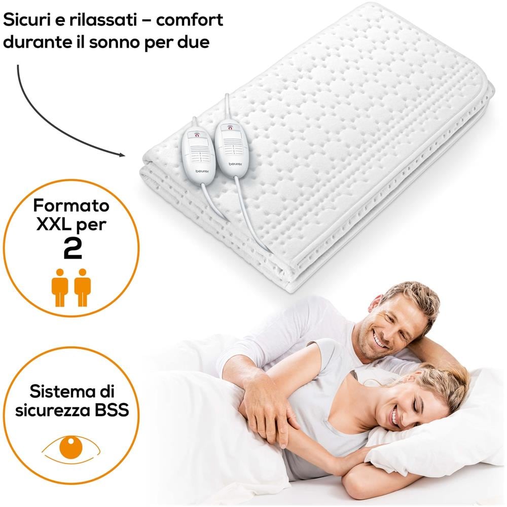 Coprimaterasso Termico Matrimoniale TS 26 XXL 2 interruttori per 2 zone termiche individuali Potenza 2 x 60 Watt Dimensioni 150 x 140 cm - Foto 2