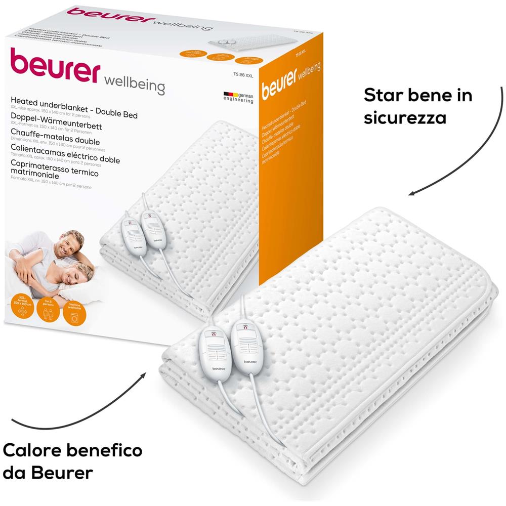 Coprimaterasso Termico Matrimoniale TS 26 XXL 2 interruttori per 2 zone termiche individuali Potenza 2 x 60 Watt Dimensioni 150 x 140 cm - Foto 5