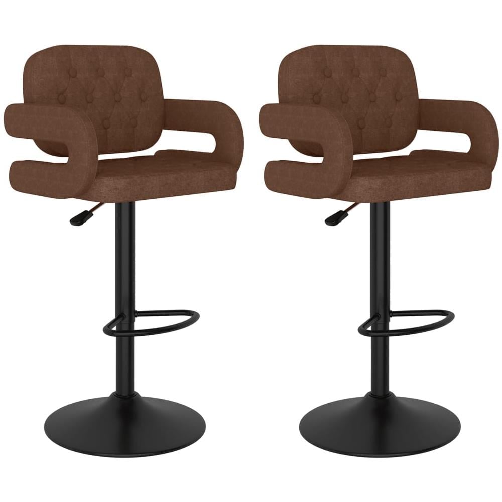 Sgabelli Da Bar 2 Pz Marroni In Tessuto - Foto 2