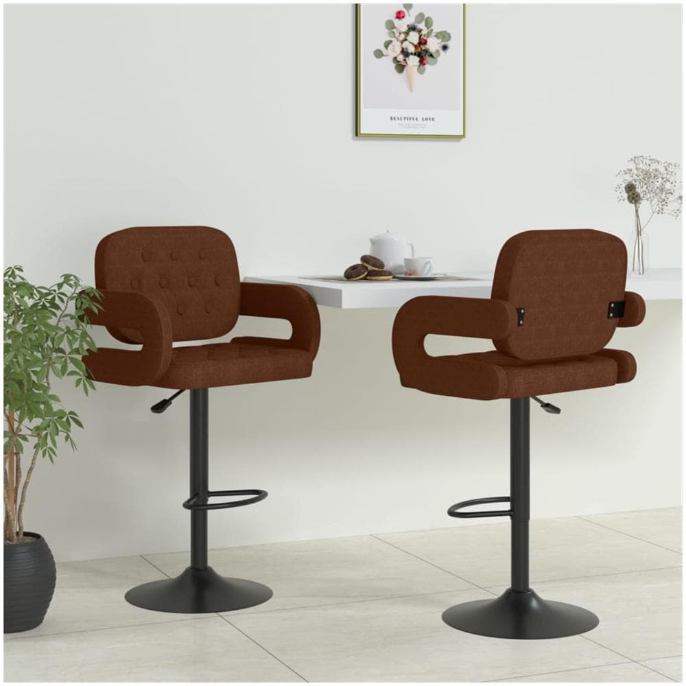 Sgabelli Da Bar 2 Pz Marroni In Tessuto - Foto 1