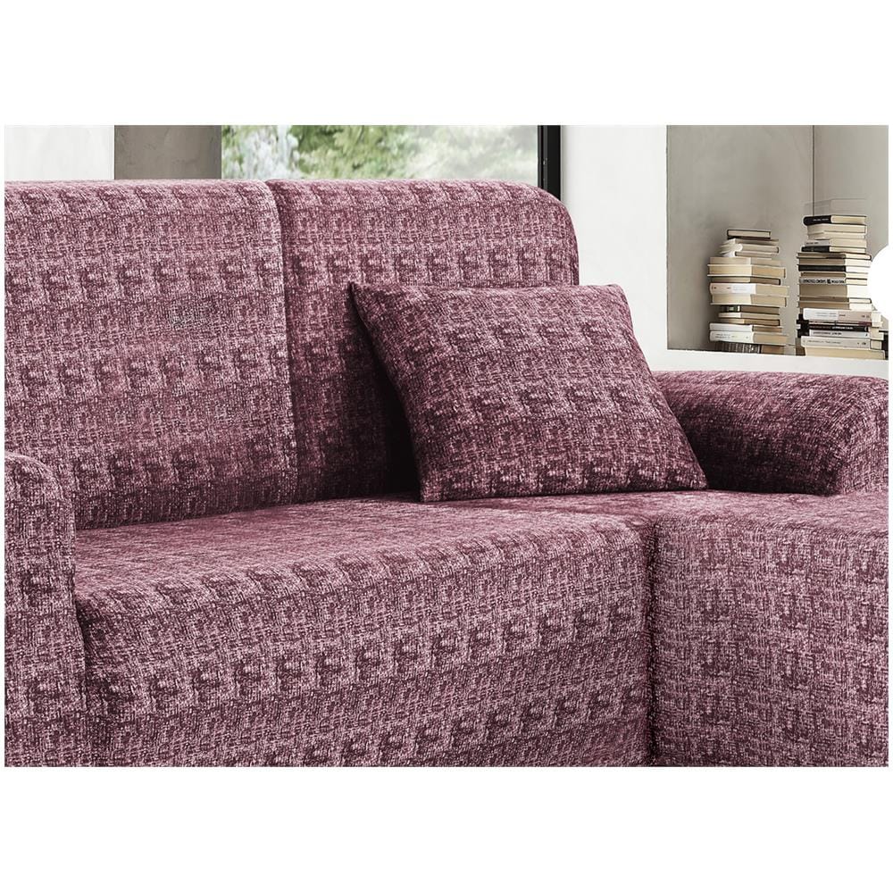 Copridivano Antimacchia Elasticizzato Divano Penisola Angolare Componibile Fantasy 2+3 Bordeaux - Foto 8