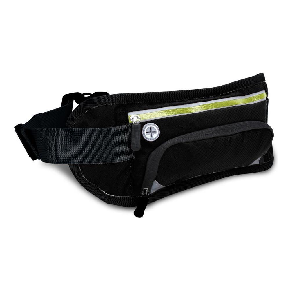 Marsupio Per Bottiglie D'acqua Sportive Con Riflettore In Verde Nero - Marsupio Impermeabile Di Lunghezza Regolabile Tasca Per Cellulare Con Scomparto Per Bottiglia D'acqua E Chiusura A Zip - Foto 2