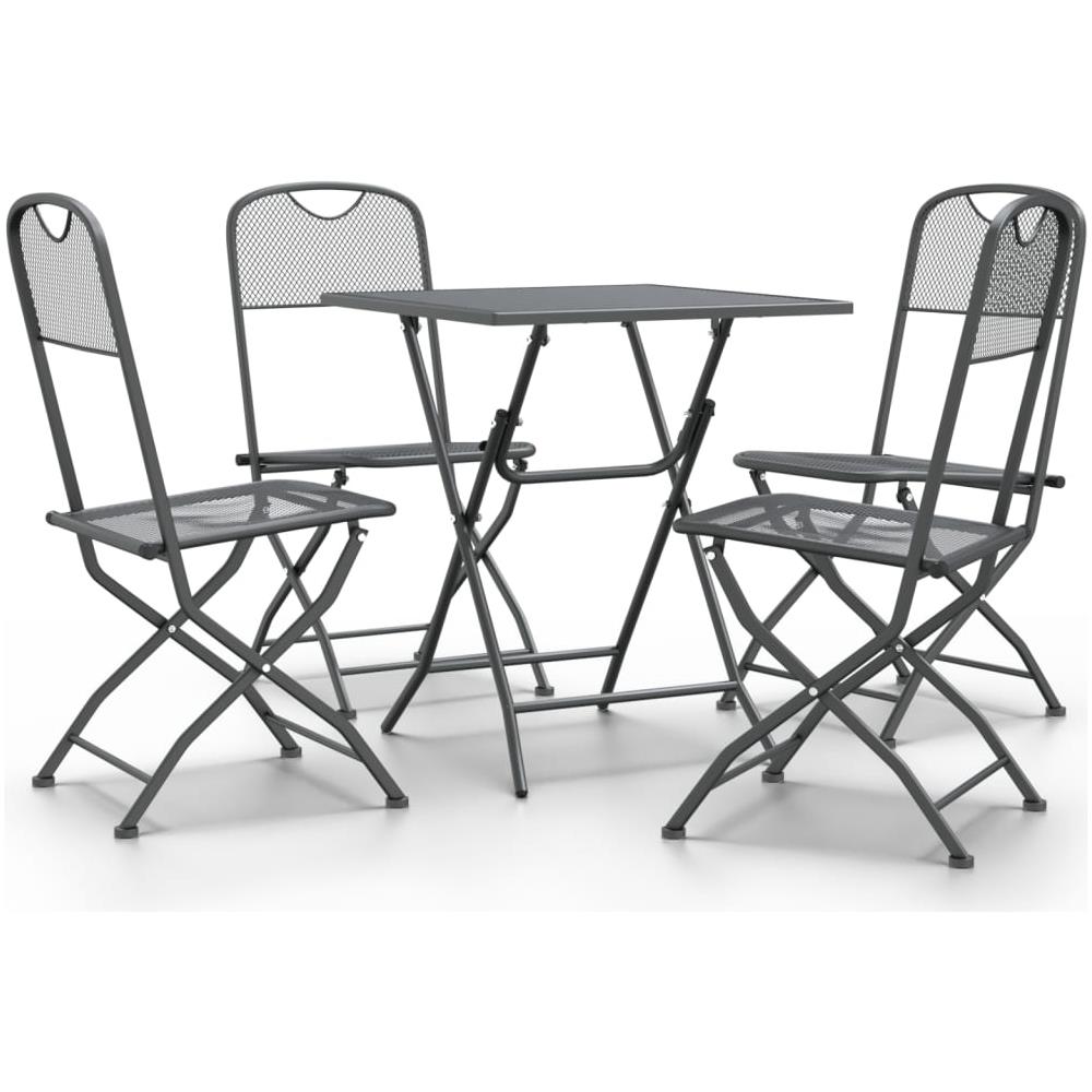Set Da Pranzo Per Giardino 5pz Rete Metallica Espansa Antracite - Foto 1