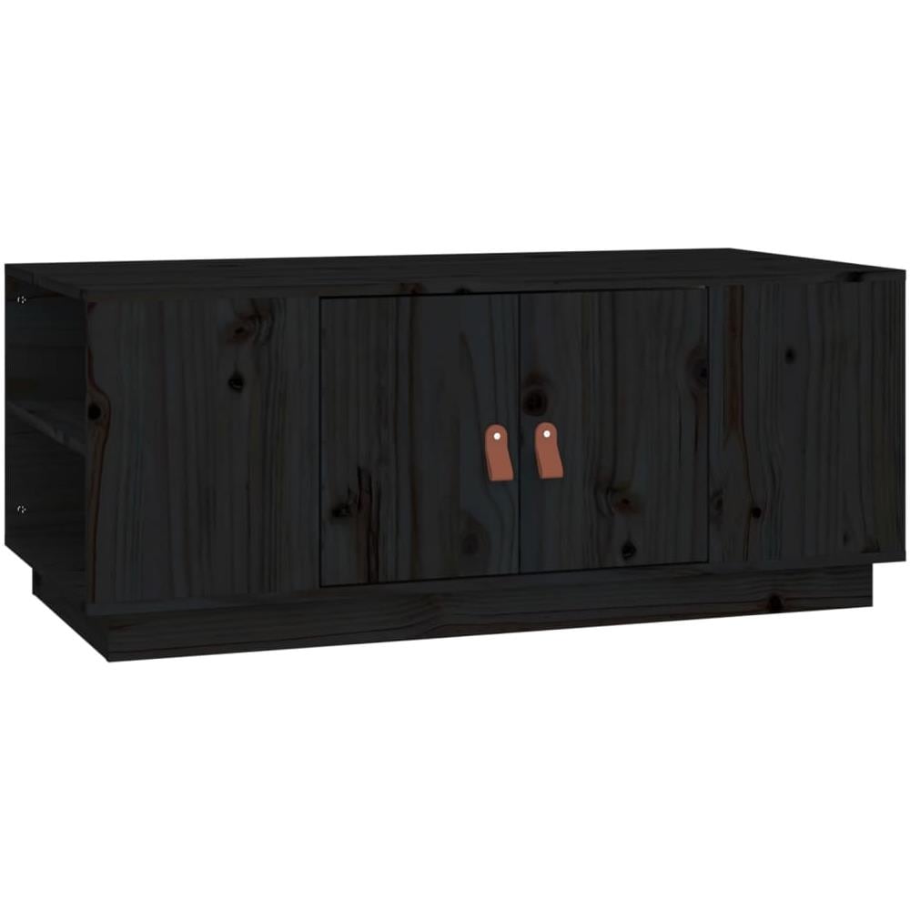Tavolino Da Salotto Nero 100x50x41 Cm In Legno Massello Di Pino - Foto 2