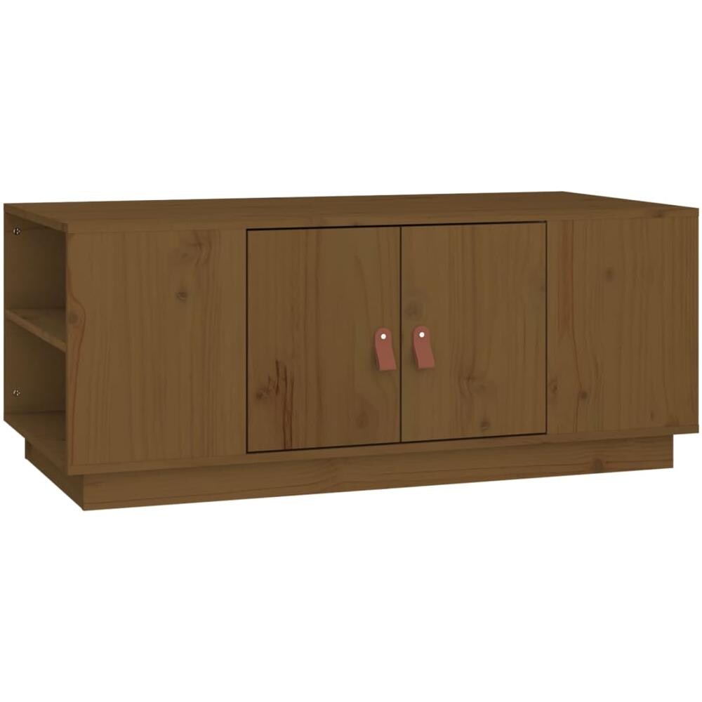 Tavolino Da Salotto Miele 100x50x41cm In Legno Massello Di Pino - Foto 2