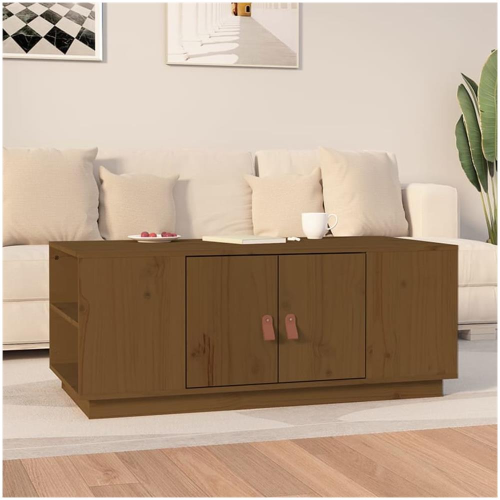 Tavolino Da Salotto Miele 100x50x41cm In Legno Massello Di Pino - Foto 1