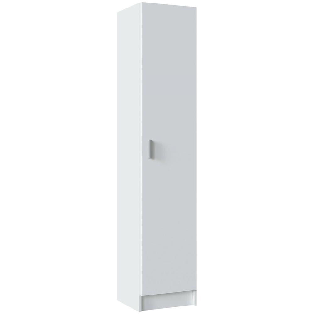Armadio Multiuso Clearwater, Mobile Ausiliario A 1 Anta, Guardaroba Portascarpe Con Ripiani, Scarpiera Verticale, 37x37h180 Cm, Bianco - Foto 2