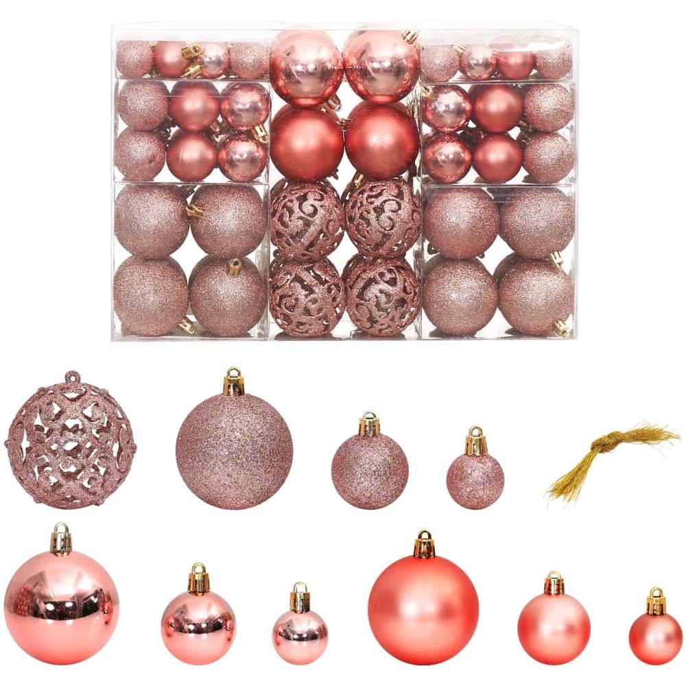Palline Di Natale 100 Pz Rosa E Rosato 3 / 4 / 6 Cm - Foto 1