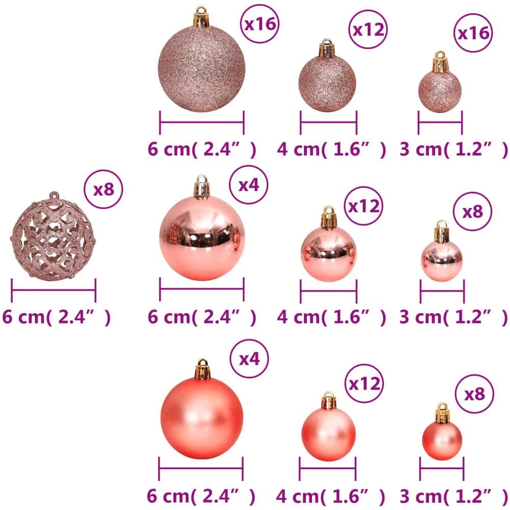 Palline Di Natale 100 Pz Rosa E Rosato 3 / 4 / 6 Cm - Foto 8