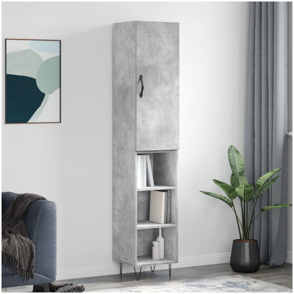 Credenza Grigio Cemento 34,5x34x180 Cm In Legno Multistrato - Foto 1
