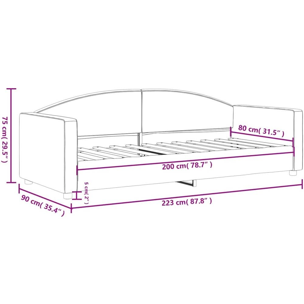 Letto Da Giorno Tortora 80x200 Cm In Tessuto - Foto 7