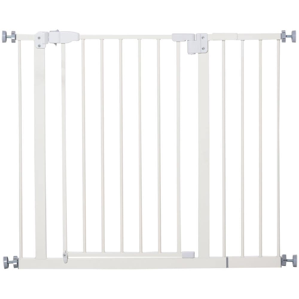 Cancelletto per Cani Estensibile con Montaggio a Pressione e Chiusura Automatica Altezza 76.2cm, Bianco - Foto 1
