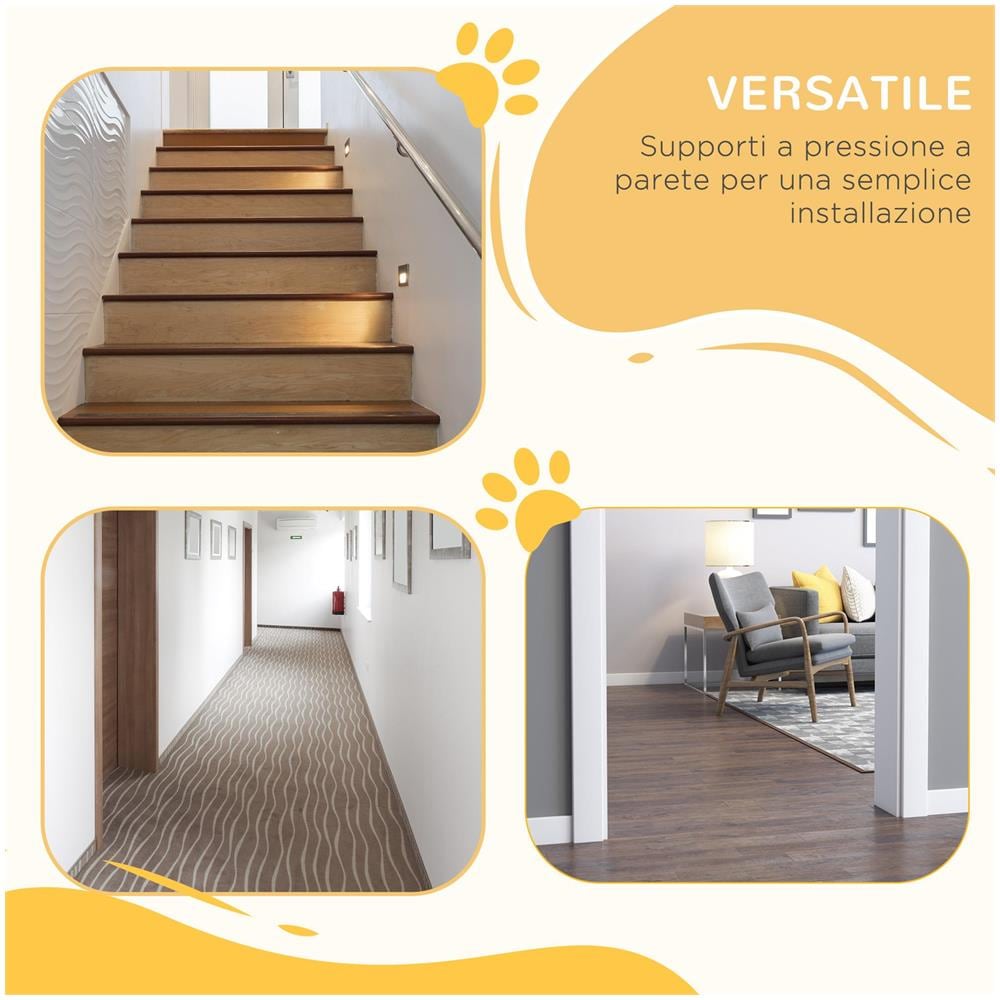 Cancelletto per Cani Estensibile con Montaggio a Pressione e Chiusura Automatica Altezza 76.2cm, Bianco - Foto 6