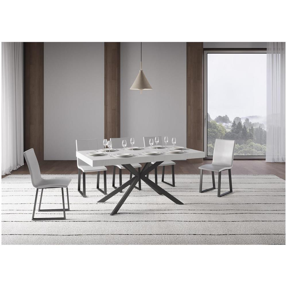 Tavolo allungabile 80x160/244 cm Plaker bianco frassino gambe antracite - Foto 2