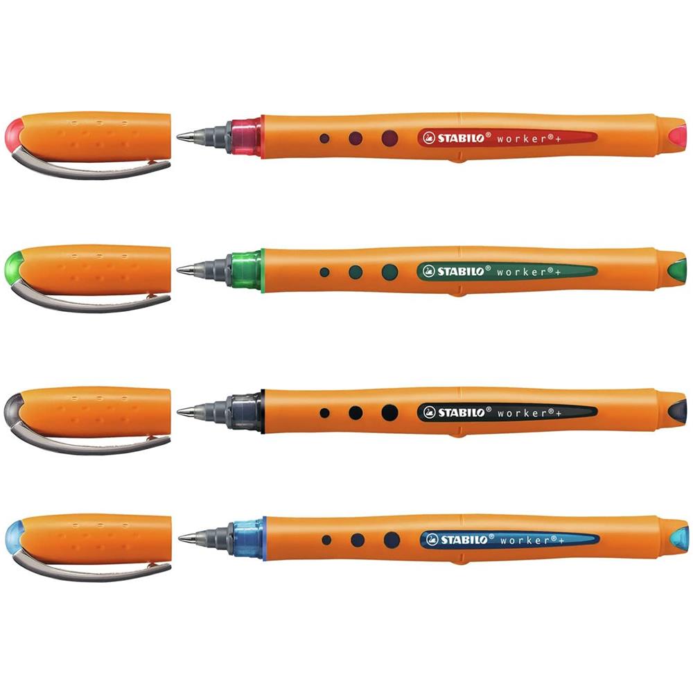 worker+ medium - Penna Roller - Tratto 0,5 mm - Astuccio da 4 - Blu /Nero /Rosso /Verde - Foto 2
