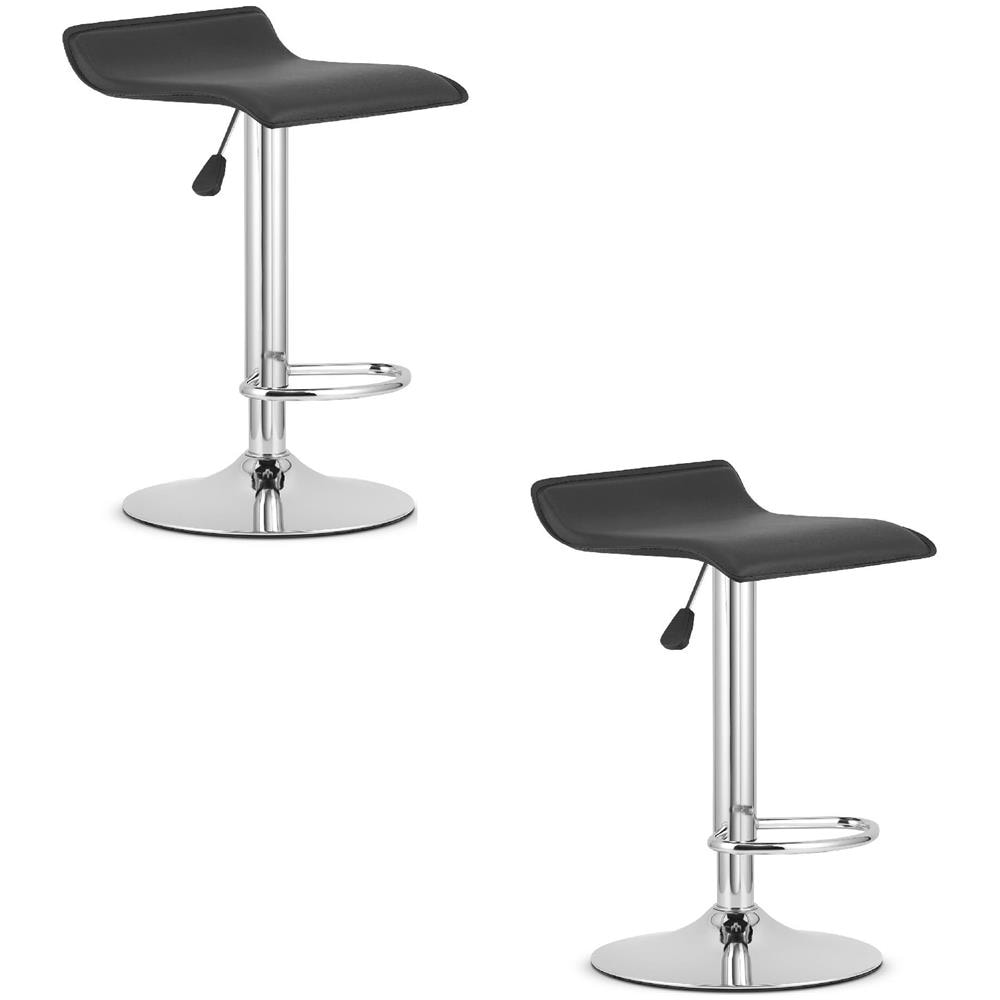 Sgabello girevole FORT - Ecopelle nera / Base cromata x 2 - Foto 1