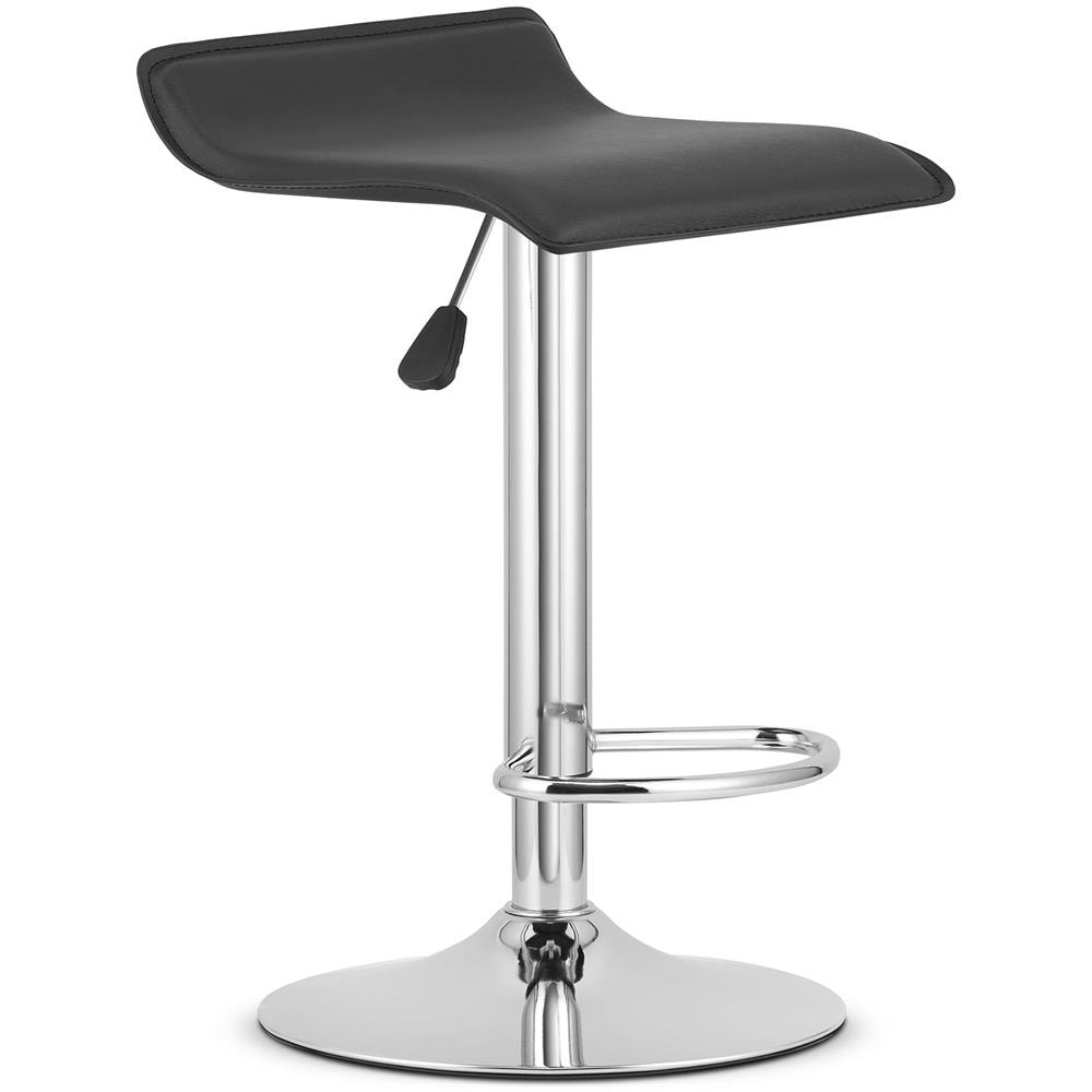 Sgabello girevole FORT - Ecopelle nera / Base cromata x 2 - Foto 2