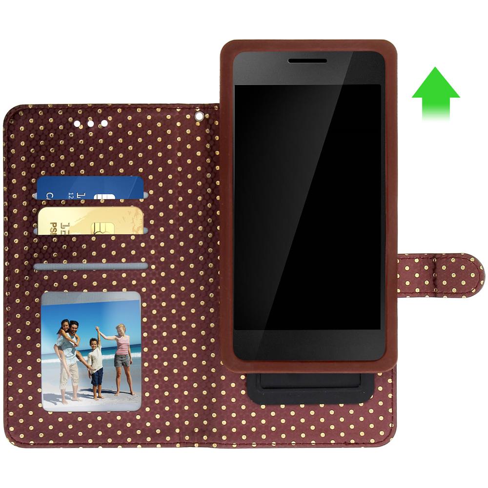 Custodia Smartphone Universale Portafoglio Marrone Xxl Supporto + Specchio - Foto 10