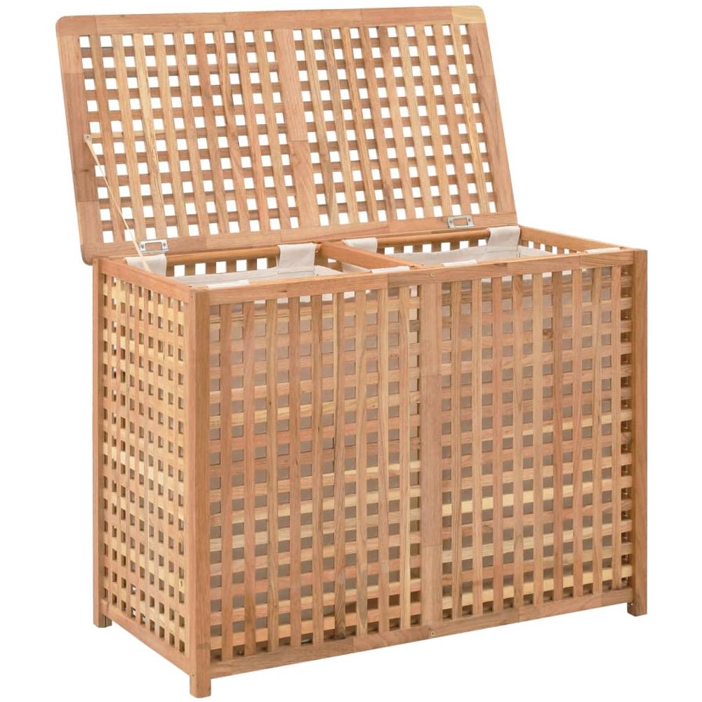 Cesto Della Biancheria 87,5x46x67cm In Legno Massello Di Noce - Foto 2