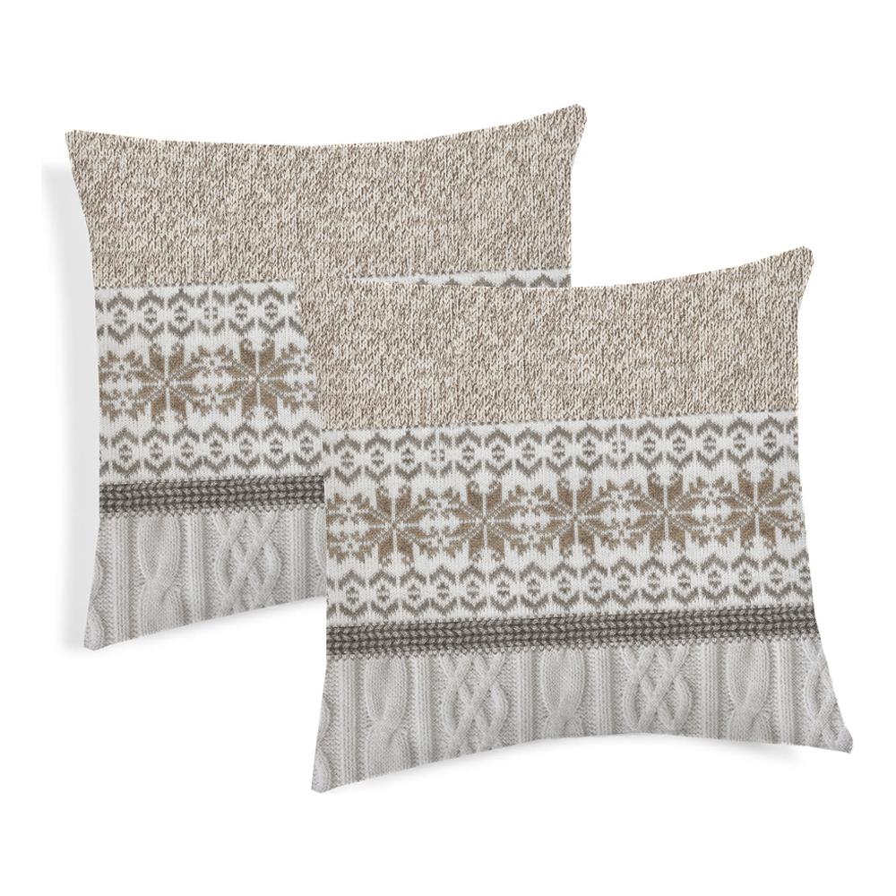 Coppia Cuscini Arredo Imbottiti 40x40 Disegno Maglia Colore Beige   - Foto 1