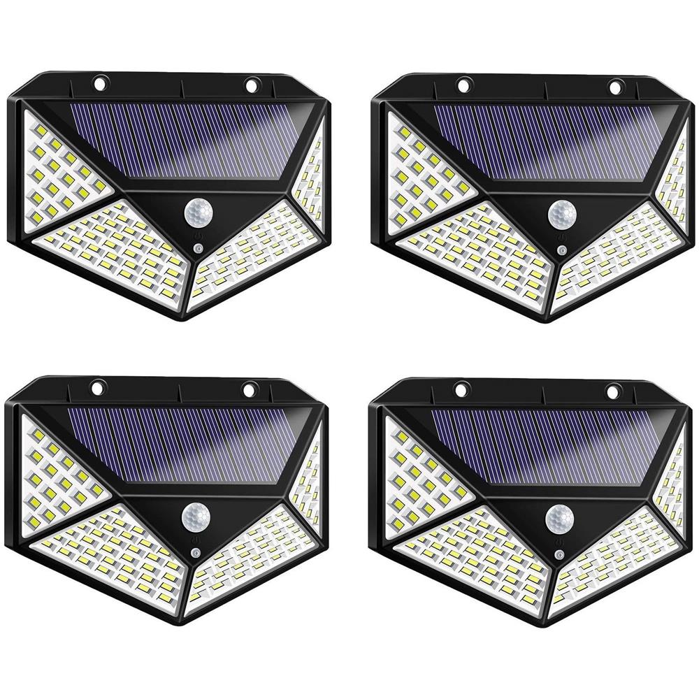 Quattro Faretti Da Esterno Ad Energia Solare Con 100 Led E Sensore Crepuscolare - Foto 1