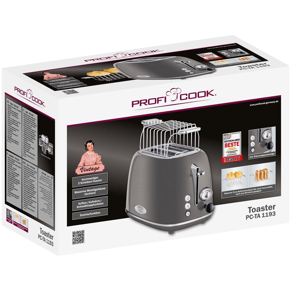 Ta 1193 Tostapane A Fessura Larga 2 Fette Design Vintage 3 Funzioni 6 Livelli Tostatura 800w - Foto 8