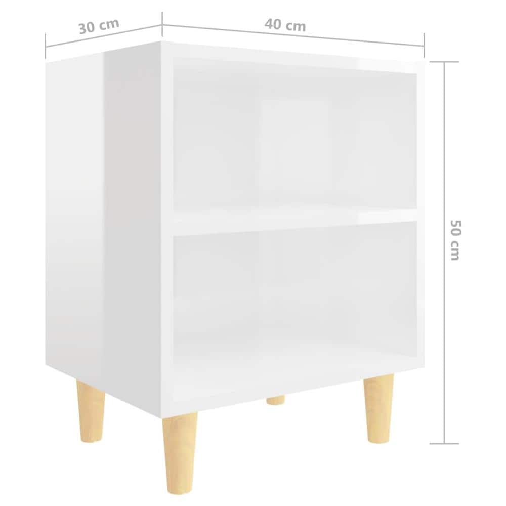 Comodini Gambe in Legno Massello 2pz Bianco Lucido 40x30x50 cm - Foto 7