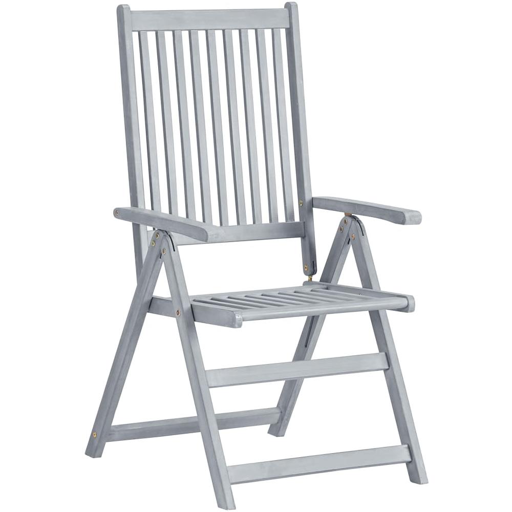 Sedie Reclinabili da Giardino 4 pz Grigie in Massello di Acacia - Foto 2