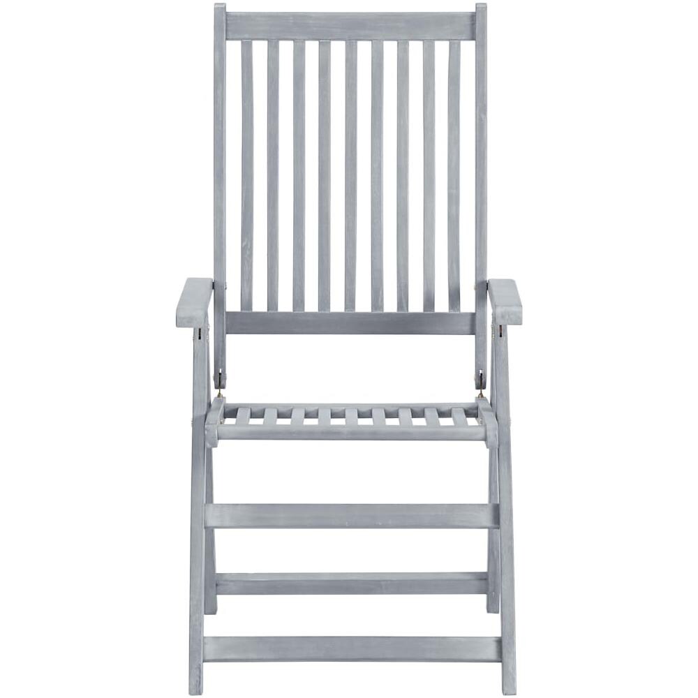 Sedie Reclinabili da Giardino 4 pz Grigie in Massello di Acacia - Foto 3