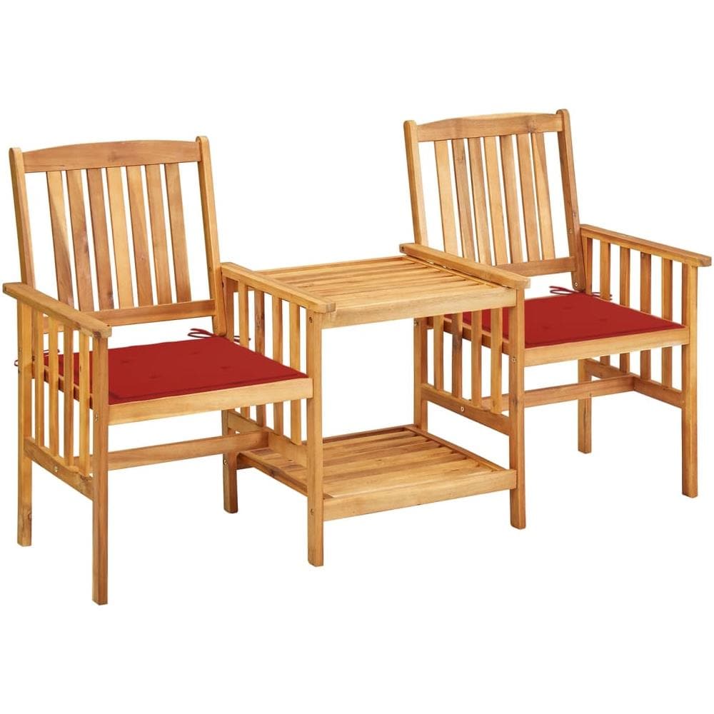 Sedie da Giardino con Cuscini e Tavolino in Massello di Acacia - Foto 1