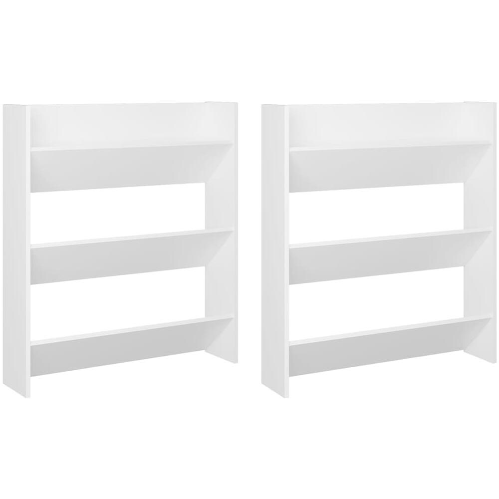 Scarpiere A Muro 2 Pz Bianco 80x18x90 Cm In Truciolato - Foto 2