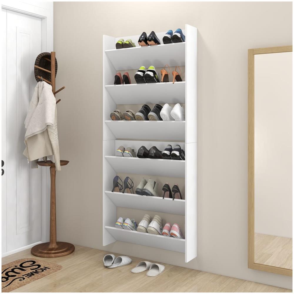 Scarpiere A Muro 2 Pz Bianco 80x18x90 Cm In Truciolato - Foto 3