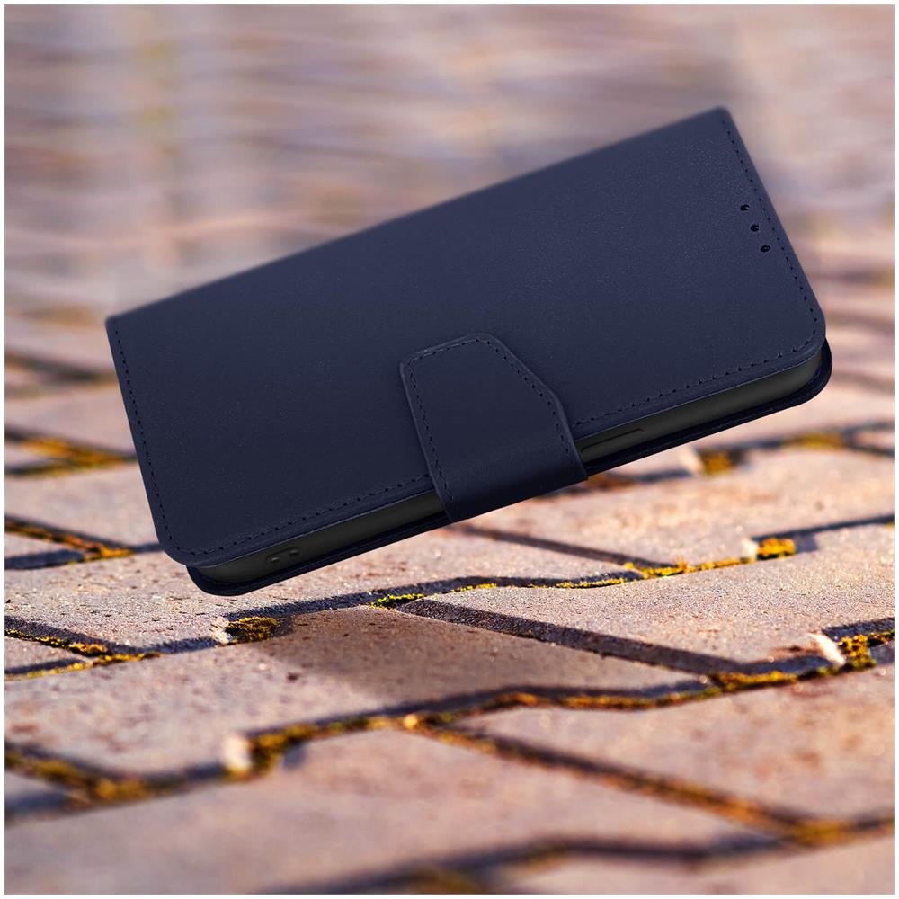 Custodia Vera Pelle Per Iphone 13 Pro Max Portacarte E Supporto Video Blu Scuro - Foto 5