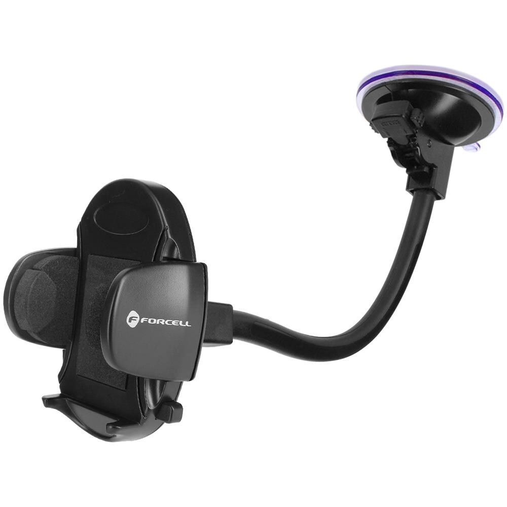 Supporto Auto Smartphone Ovale Fissaggio Ventosa Braccio Lungo 27cm Nero - Foto 1