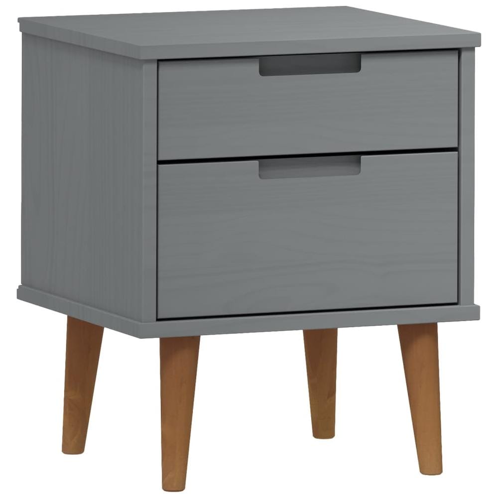 Comodino Grigio 40x35x48 Cm In Legno Massello Di Pino - Foto 2