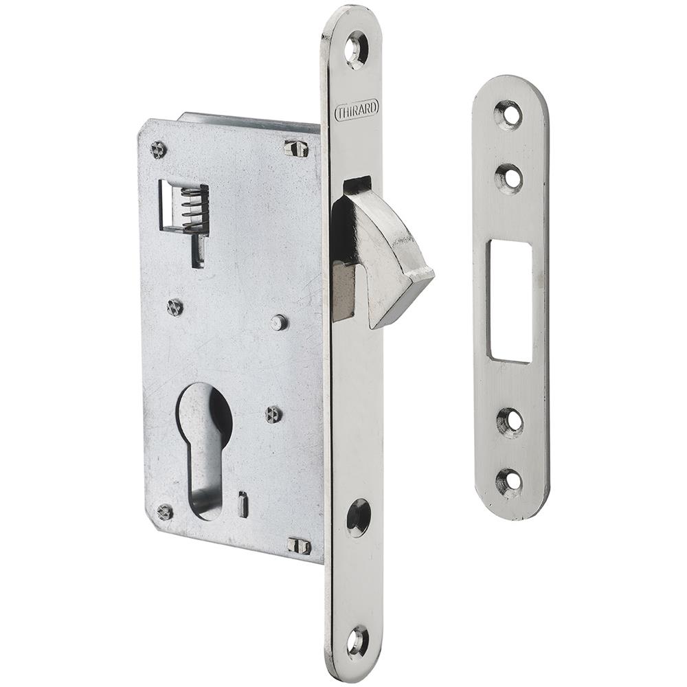 Serratura Da Incasso Per Porta Scorrevole A Cilindro Europeo, Asse 40mm - Finitura Nichel - - Foto 2