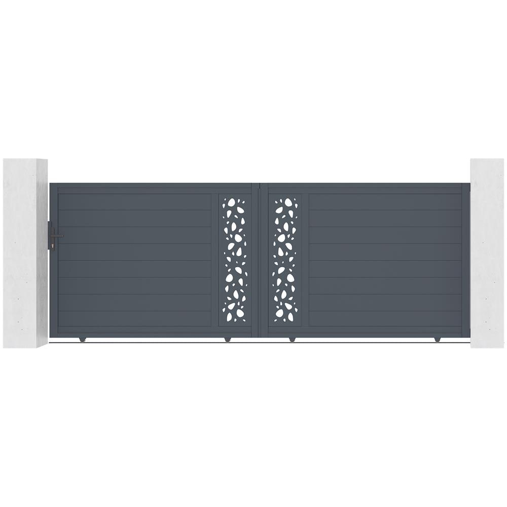 Cancello Scorrevole In Alluminio Grigio Sunny 4m H. 140 + 2 Pali - Foto 2