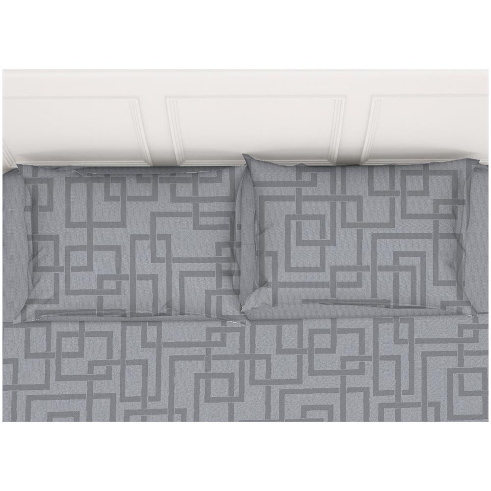 Completo Lenzuola In 100% Cotone Made Italy Disegno Lab Maxi Grigio - Foto 2