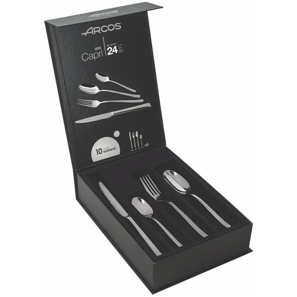 Set Capri 24 Pezzi - Posate Dalle Linee Rette, Con Morbide Curvature Nel Manico. Design Moderno E Innovativo. - Foto 1